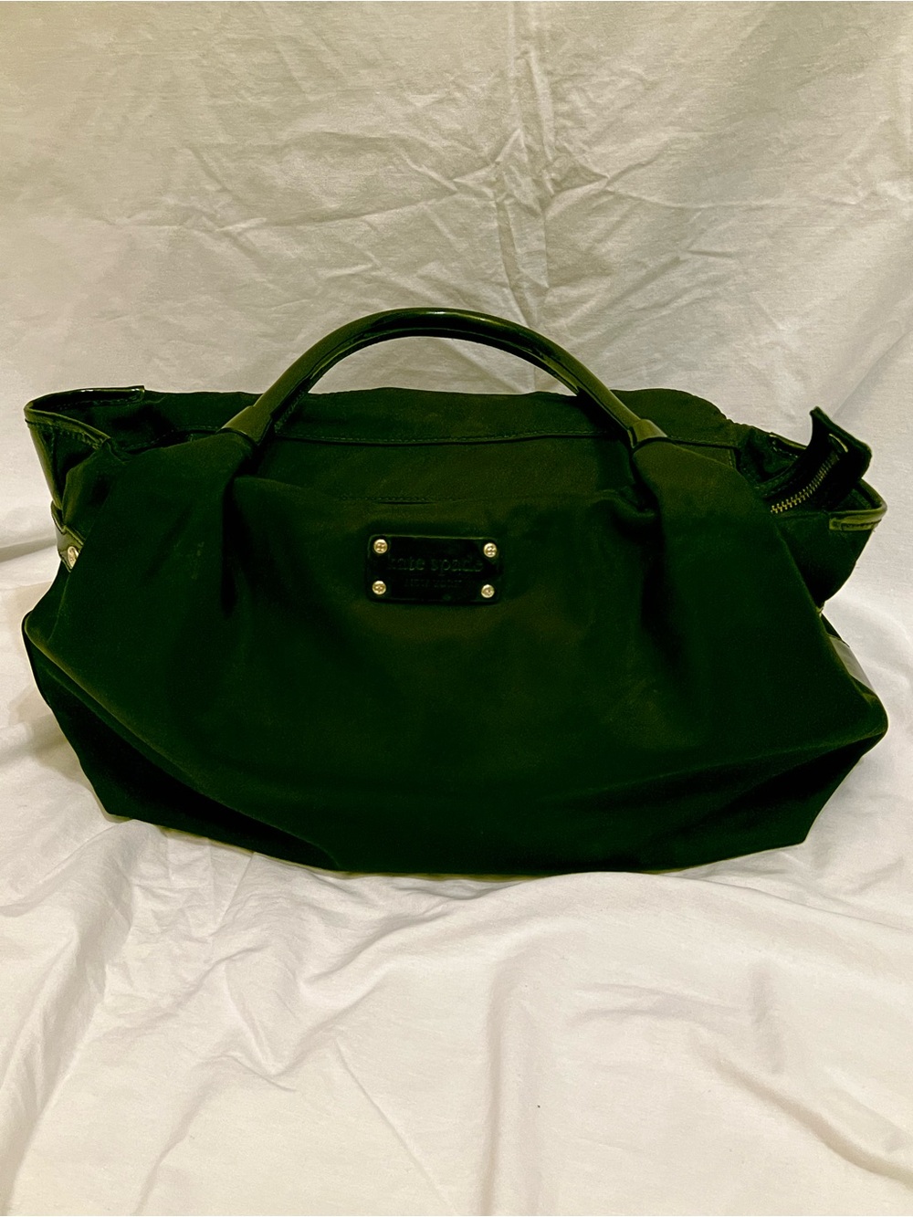 Kate Spade Black Structured Top-Handle Satchel with Polka Dot interior